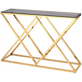 Консоль Инсигния 115x30, золото, стекло smoke